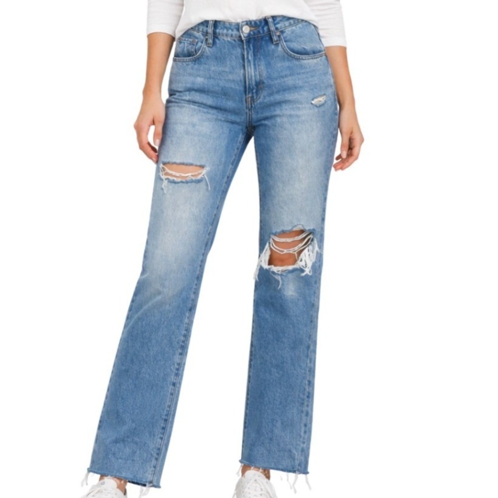 PacSun 90s Straight Distressed Light Wash High Rise Jeans Size 27 Cotton Denim